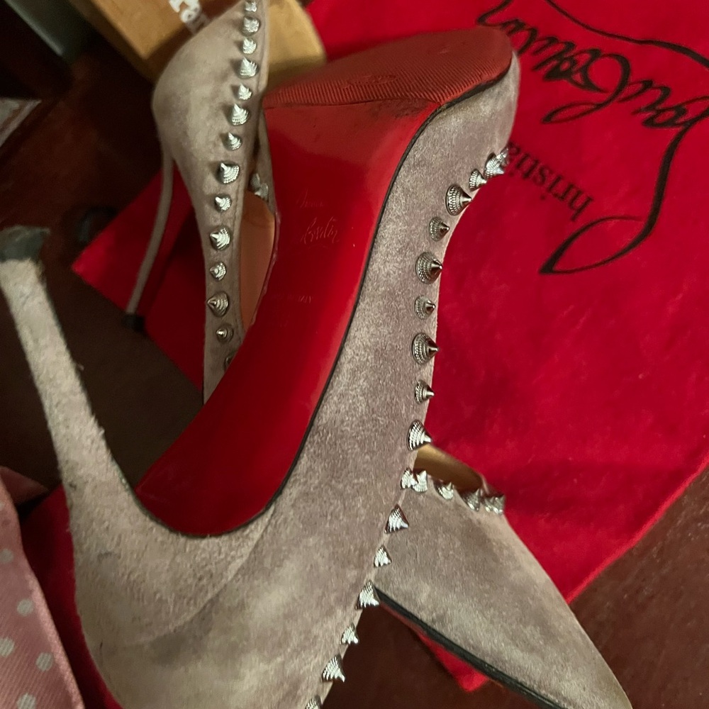 Gently worn Christian Louboutin 10 suede heels